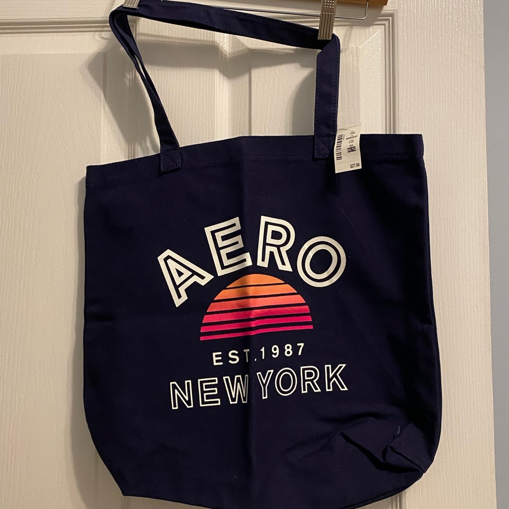 NWT Aeropostale Navy Blue Tote Bag | Y2K Retro Sunset Graphic